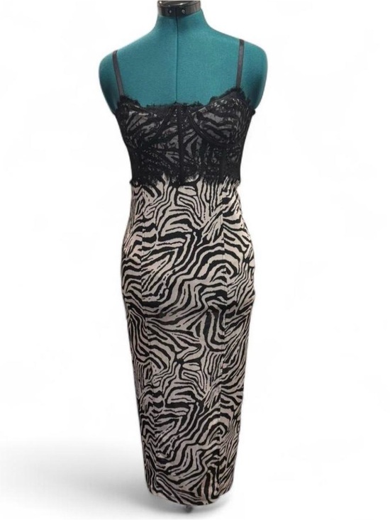 Forever 21 Dresses & Skirts - Forever 21 Black Lace Bustier with Black & White Zebra-Print Midi